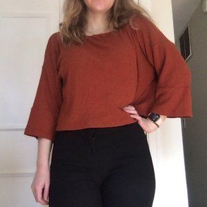 BB Dakota Autumn Orange Cropped Light Sweater